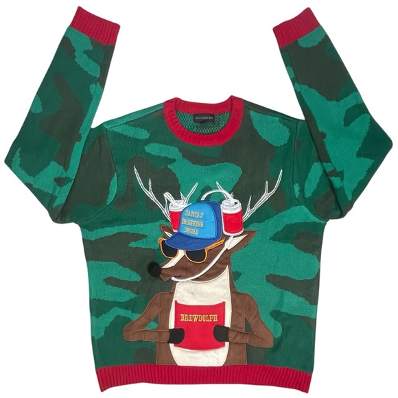 Blizzard Bay Other - Blizzard Bay Sweater Mens XL Green Camo Ugly Christmas Drinking Brewdolph Beer